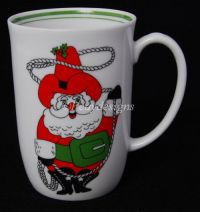 Fitz & Floyd COWBOY SANTA Lasso Coffee Mug - Vintage 1976